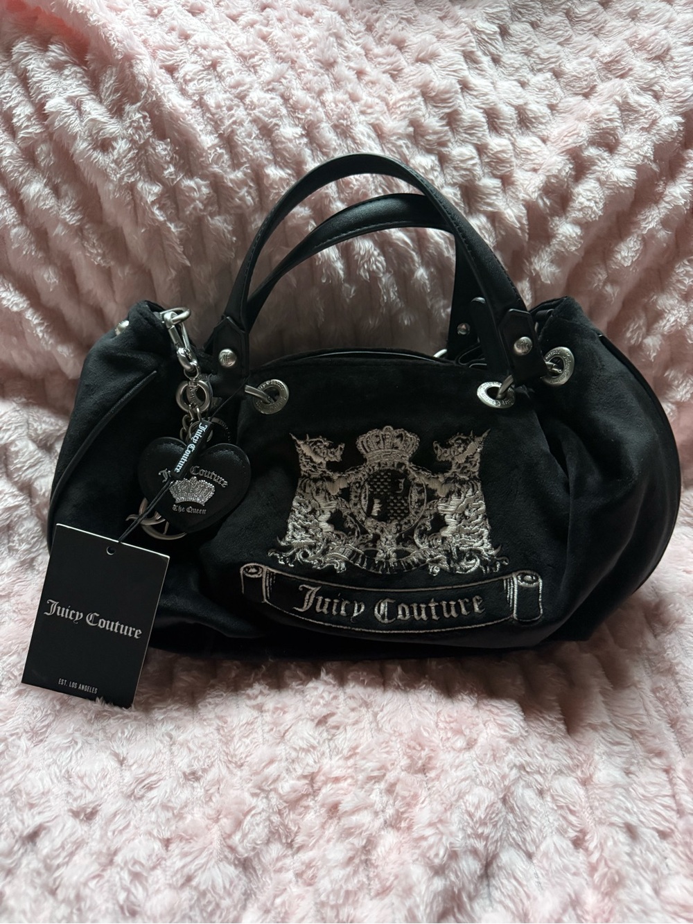 Juicy Couture UK Twig Dog Dumpling / Hobo - Black and Silver - NWT !